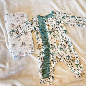 🌿 Baby Easter Bunny set of two (2) Bundle | Onesie + Swaddle Set | 0–3 Months 🐰